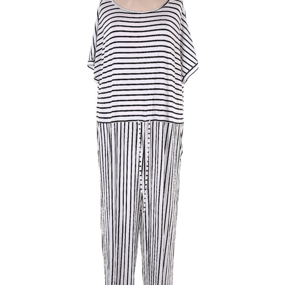 Black and White Pinstripe Jumpsuit, Plus Size 4X - Picture 1 of 3